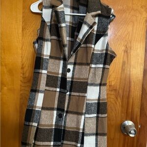 Plaid Sleeveless Coat